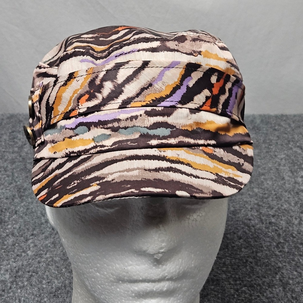 Military Style Cadet Hat Womens Zebra Print Chic Festival Statement Artsy Safari